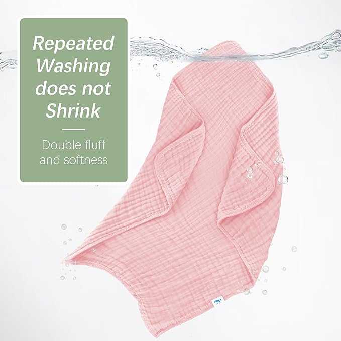 SWEET DOLPHIN Muslin Baby Bath Towels Blanket - 2 Pack 100% Cotton Towel for Babies, Infants, Toddlers - 40x40Inch - Highly Absorbent, Pink