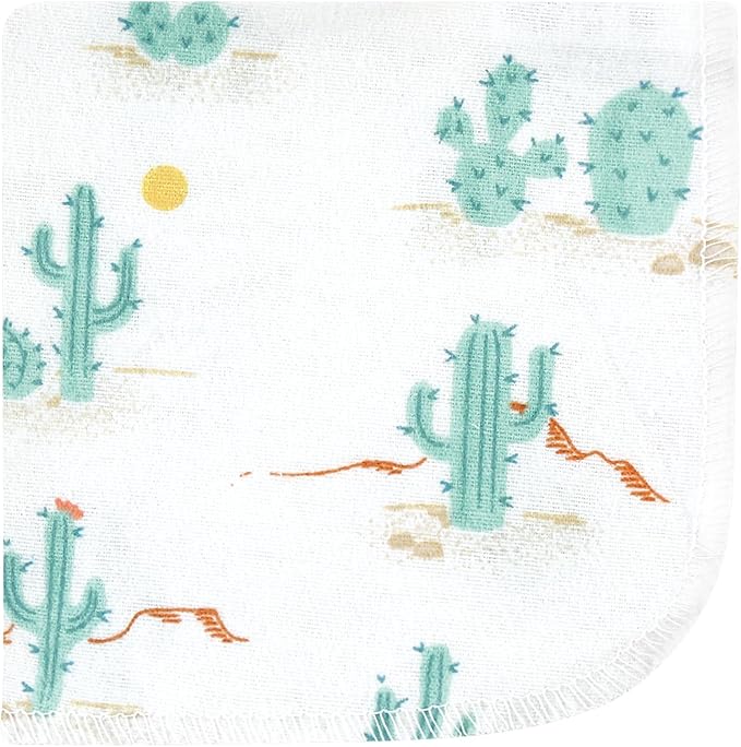 Hudson Baby Unisex Baby Flannel Cotton Washcloths, Desert Cactus 10 Pack, One Size