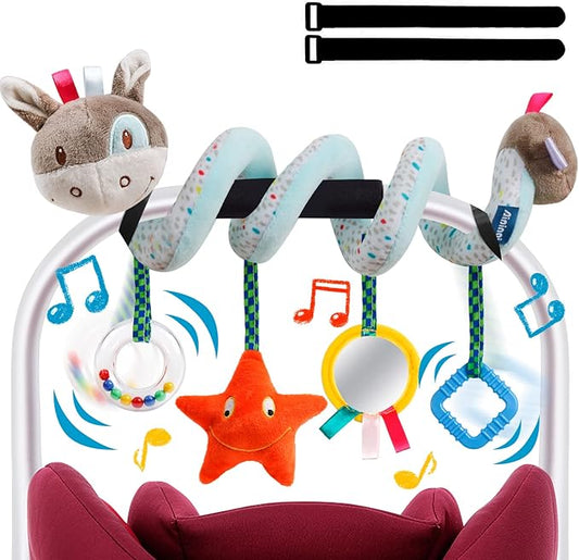 Baby Car Seat Toys Activity Stroller Toy for Boys Girls 0 3 6 9 10 12 Months, Spiral Hanging Plush Toys, Baby Shower Thank You Valentine's Gifts