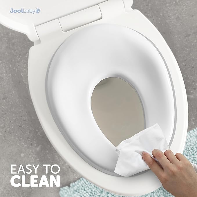 Jool Baby Potty Training Seat for Boys and Girls, Fits Round & Oval Toilets, Non-Slip with Splash Guard, Includes Free Storage Hook (Gray)