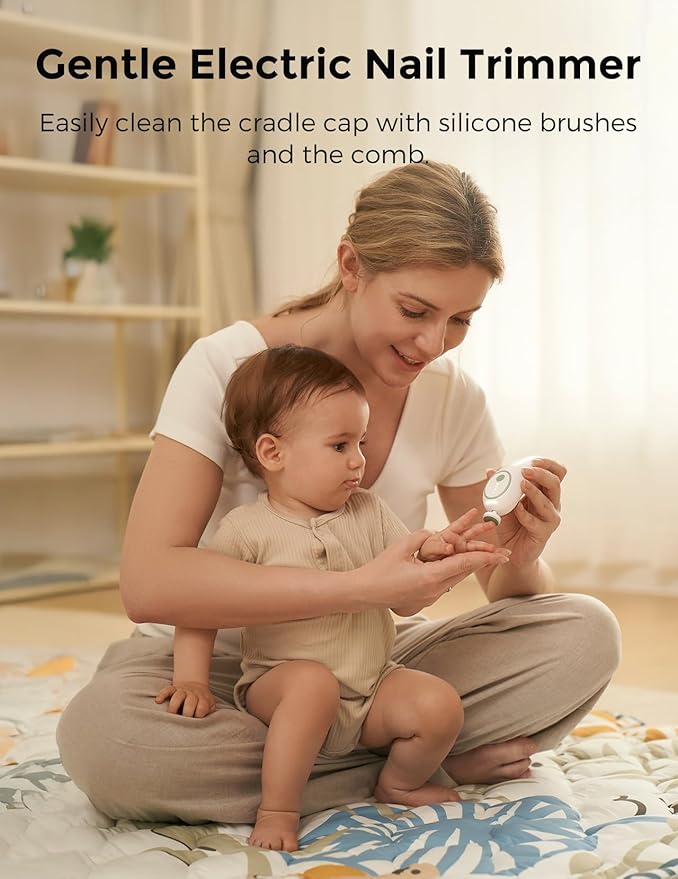 Momcozy Baby Kit, Baby Shower & Registry Essential Kit for Grooming & Cleansing Care, Includes Electric Nail File, Teether, Bath Brush, Cradle Cap Brush,Comb, Finger Toothbrush,Newborn Must-Have