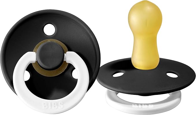 Bibs Pacifiers Color Collection, Set of 2 BPA-Free Latex Pacifiers Made in Europe, Round Nipple Baby Pacifier.