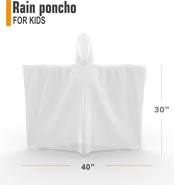 Hagon PRO Disposable Rain Poncho for Kids with Hood (5 Pack) – Lightweight Waterproof Toddler Rain Coat & Emergency Ponchos for Travel & Theme Parks