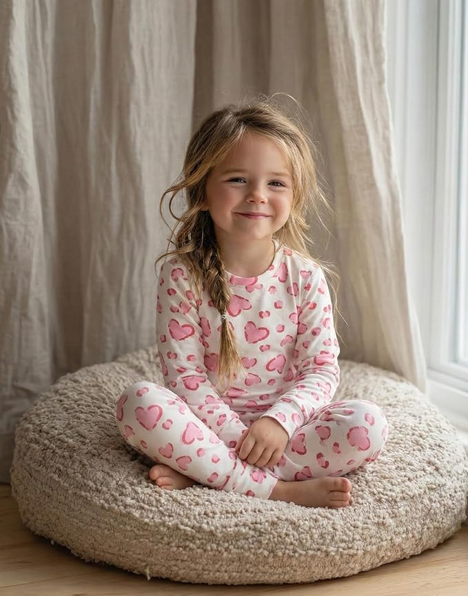 moimoln Sibling Matching 6M-8Y Soft Warm Cotton Modal Character Long Sleeve Snug-Fit Pajama Long Sleeve Sleepwear Daily