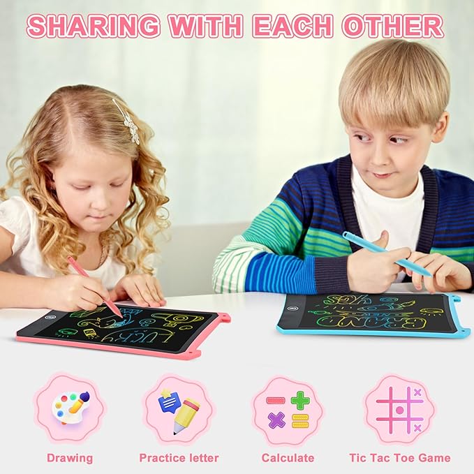 cimetech Toddler Girl Gifts Valentines Day, LCD Writing Tablet 2 Pack, Kids Toys for 3 4 5 Year Old Boys Girls, 8.5 Inch Coloring Books, Travel Essentials Activities, Birthday Gifts Toddler Age 1-3