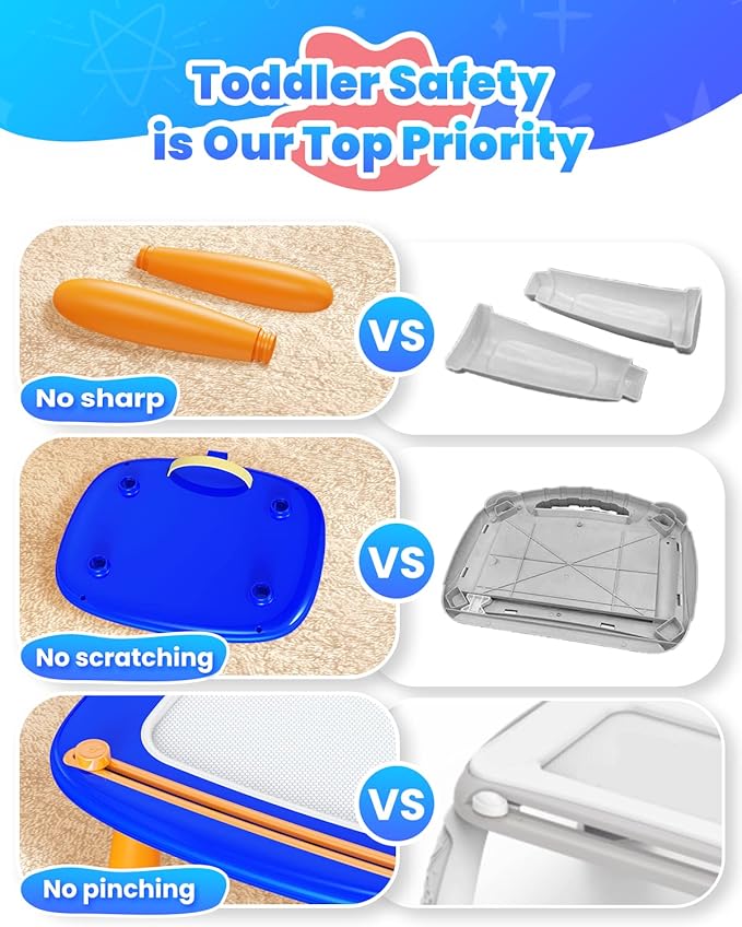 Toddlers Toys Ages 1-3, Magnetic Drawing Board, Doodle Board Pad Learning and Educational Toys for 18 Months Baby, 1-3 Yr Kids Birthday Gifts - Dark Blue