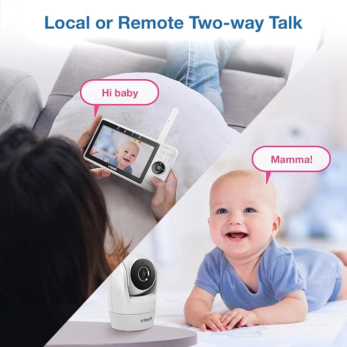 VTech VM901 Smart WiFi Baby Monitor with 1080p FHD Camera and 5" HD IPS Display, Free App, Remote Pan Tilt Zoom, Night Vision, Motion Detection Alerts