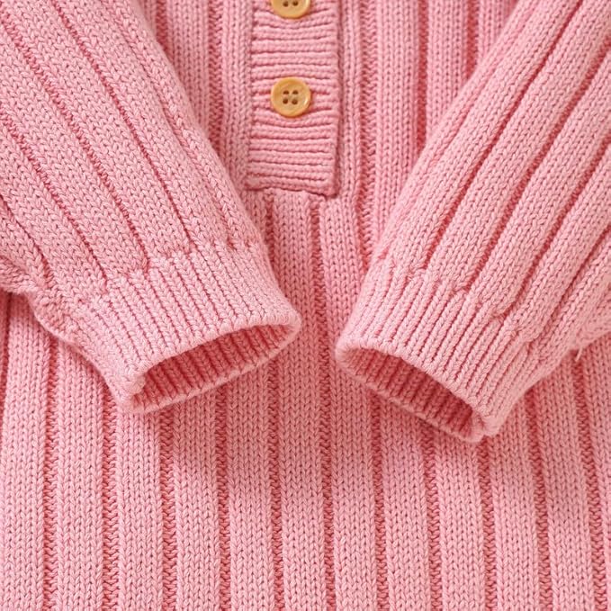 Neiwech Baby Boy Girl Romper Newborn Infant Knit Striped Solid Long Sleeve One Piece Jumpsuit Clothes