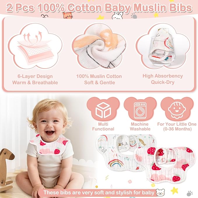 14 Pcs Baby Towels, Soft Baby Towel and Washcloths Set, 4 Pcs 32x32 in Hooded Bath Towel, 8 Pcs Baby Washcloths and 2 Pcs Cotton Baby Bibs for Newborns, Toddlers, and Kids for Boys and Girls
