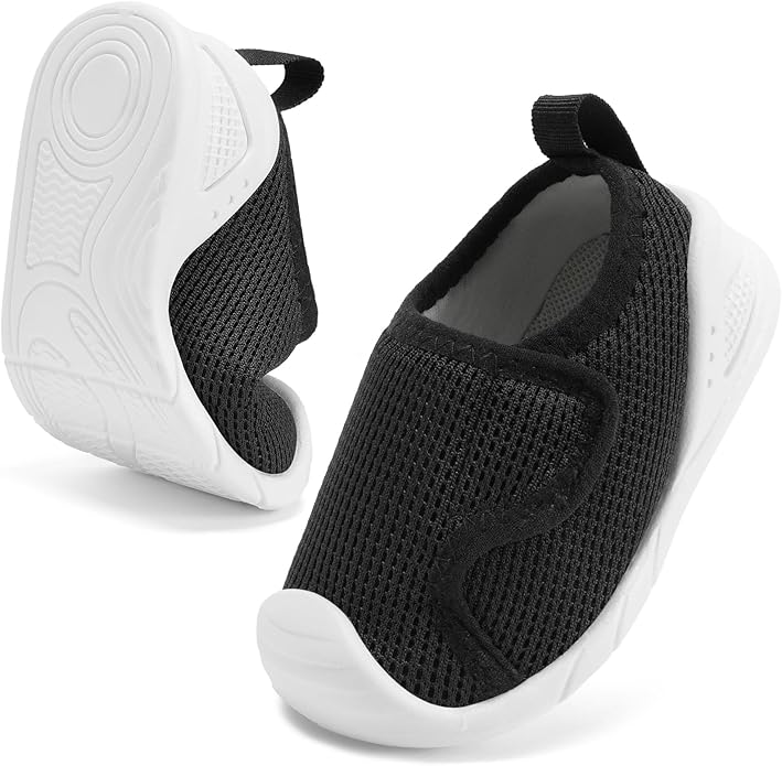 Baby Boys Girls First Walking Shoes Wide Toe Box Infant Sneakers Lightweight Breathable Slip On Barefoot Shoes