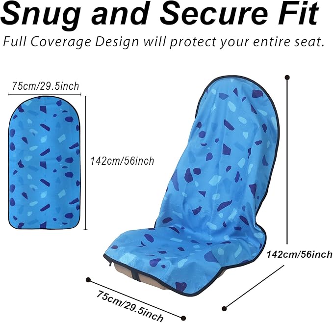Sweat Towel Car Seat Cover Protector Front Seats for Gym Workout, Running, Swimming, Beach and Hiking, Waterproof Universal Seat Cover for Car, Truck, Van & SUV (1pcs Front Seat)