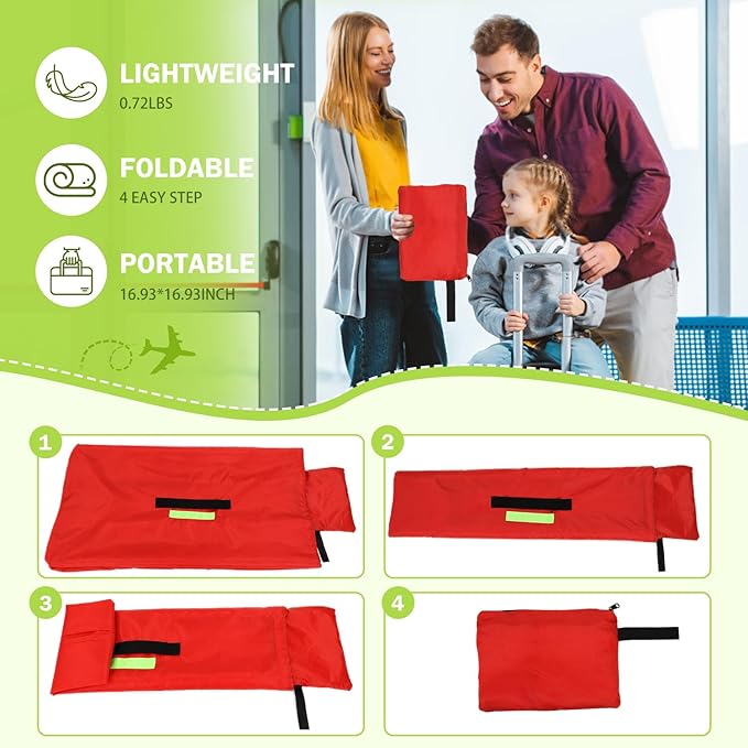 Car Seat Bags For Airplane Travel, Durable Carseat Cover For Air Travel Car Seat Travel Bag with Shoulder Straps and 2pcs Luggage Tags For Airplane, Red