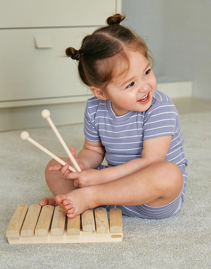 moimoln Stripe Pajamas Set 12M-8Y Ribbed Unisex Baby & Toddler, Soft Viscose, Snug-Fit, Everyday Sleepwear