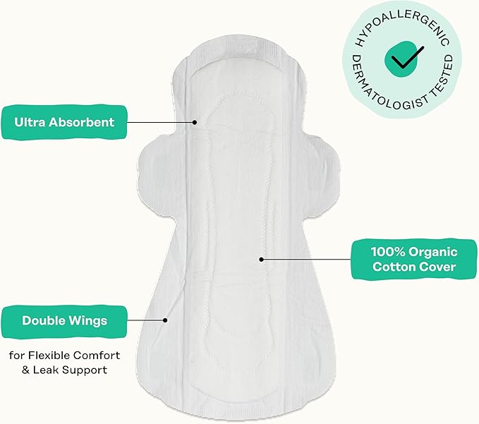 The Honey Pot Company - Herbal Pads for Women - Super w/Wings - Infused w/Essential Oils for Cooling Effect, Organic Cotton Cover, & Ultra-Absorbent Pulp Core - Feminine Care - 16 ct