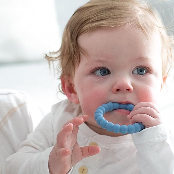 Dr. Brown's Flexees Beaded Baby Teether Rings,Soft 100% Silicone, 6 Pack, Blue & Pink Variety, BPA Free, 3m+