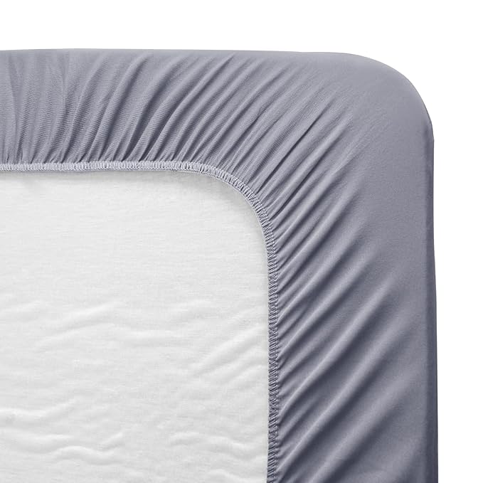 Biloban Pack and Play Sheets Fitted, 2 Pack Pack and Play Sheet Fits for Graco Pack n Play Mattress, Neutral Playard Sheets for Baby Boys and Girl, Grey & Black
