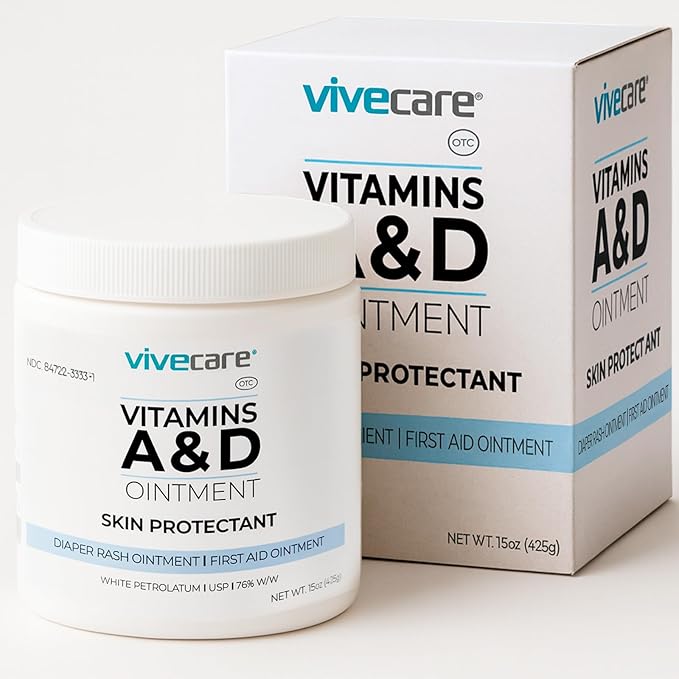 ViveCare A&D Ointment - Skin Protectant & Healing Lotion for Baby, Adult, Seniors - Soothing Cream for Diaper Rash Prevention, Skin Irritation, Burns, Cuts, Scrapes (15oz)