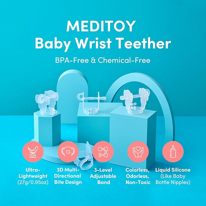 Premium Baby Hand Teether – Soft & Hygienic Soothing Aid for Teething Discomfort in Babies 3-12 Months, BPA-Free LSR Silicone, Adjustable Wristband, Easy to Clean, Made in Korea