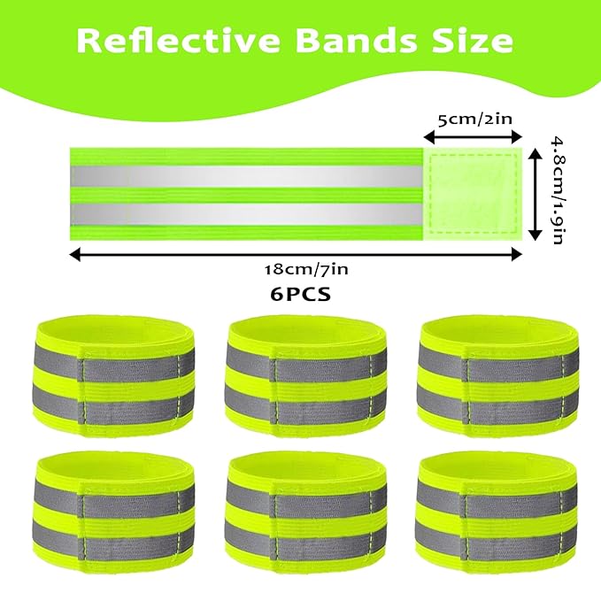 6 Pack Reflective Bands for Strollers High Visibility Elastic Reflective Gear Safety Reflectors Stroller Identifier for Baby Stroller Accessories Walking at Night Cycling and Running
