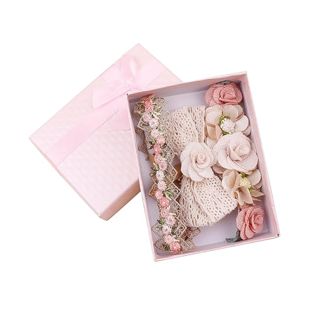 cherrboll 3pcs Baby Girl Headbands Flowers, Super Soft & Stretchy Nylon Floral Hairbands for Newborn Toddler