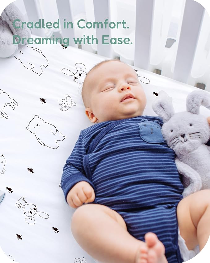 Pack and Play Sheets Fitted 2 Pack, 38x26 Graco Pack n Play Sheets for Playard & Travel Crib Mattress, Ultra Soft Jersey Knit, Breathable Stretchy Deep Pocket, Compatible with Mini Cribs