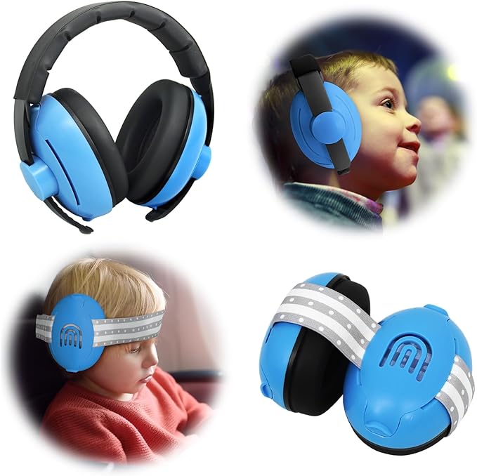 2-in-1 Adjustable Baby & Toddler Noise Cancelling Headphones - Ear Muffs for Kids 1-3 for Airplane Travel