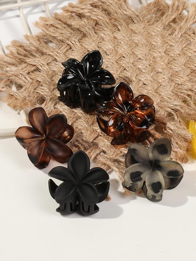 24 Small Hair Clips for Women Girls - Non-Slip Grip&Tangle-Free,Durable Plastic Mini Claw Clips (Tortoise & Black) for Thin/Medium Hair