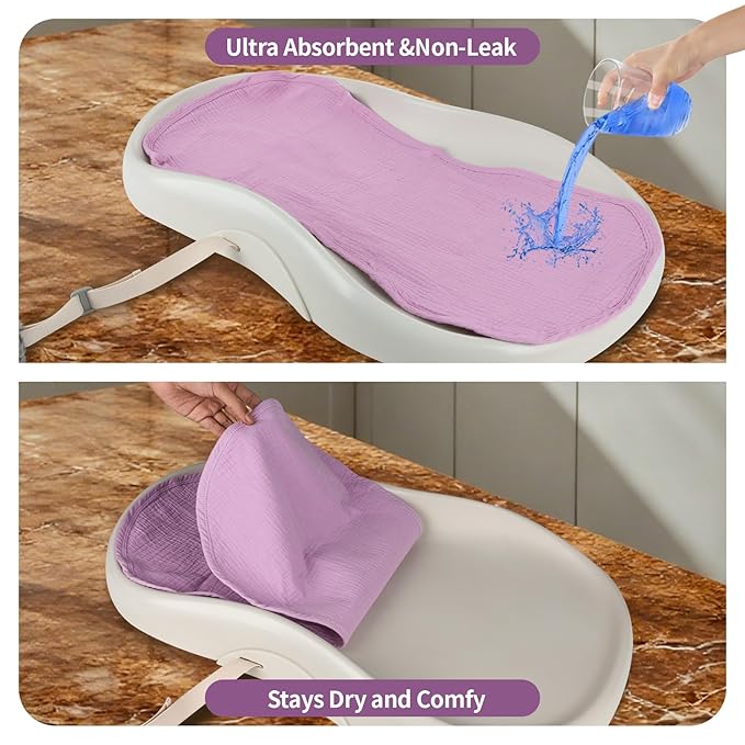 4-Pack Waterproof Changing Pad Liners | Fits Keekaroo Peanut Changer | Extra Thick, Ultra Soft & Absorbent | 2-Sided Reusable Diaper Mat | Machine Washable(Purple)