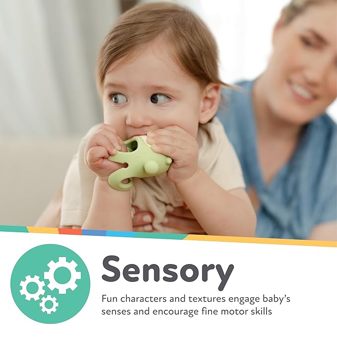 Nuby Silicone Wrist Teething Mitten - Baby Teether Ring - 3+ Months - Green Hedgehog
