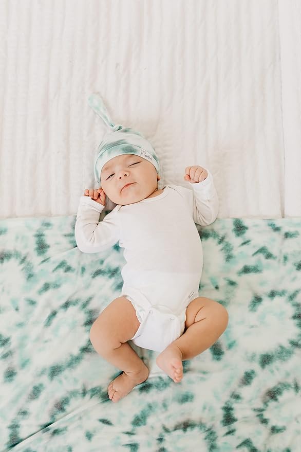 Copper Pearl Baby Beanie Hat Top Knot Stretchy Soft Bahama