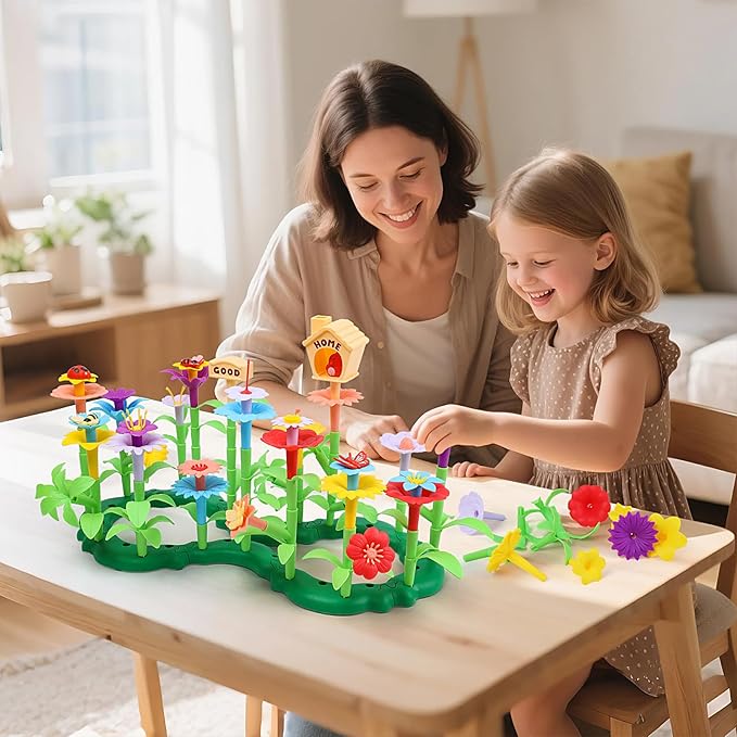 Flower Garden Building Toys - Best Birthday Gifts for Toddler Girls Ages 3 4 5 6 7 Year Old - DIY Educational STEM Toy Sets with 140+ Pcs for Kids