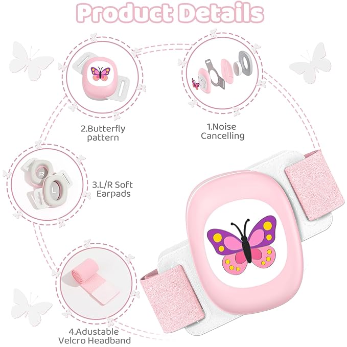 Baby Earmuffs,Baby Noise Cancelling Headphones with Butterfly Pattern, Infant Ear Protection for Toddler 0-48 Months,Infant Travel Essentials for Airplane/Improves Sleep