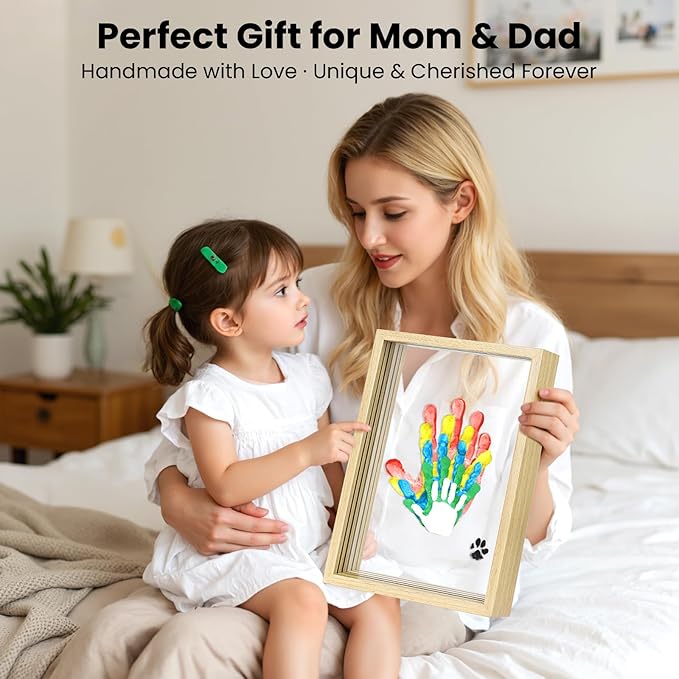 Omrhvi Family Handprint Kit, DIY Craft Keepsake, Hand Print Photo Frame, Family Gifts for New Mom, New Baby, New Parents, Grandparents, Mother's Day, Father's Day, Adoption Day, Anniversary