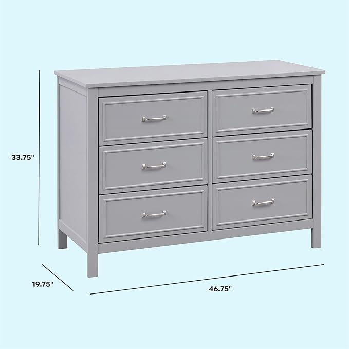 Davinci Charlie 6-Drawer Double Dresser in Grey