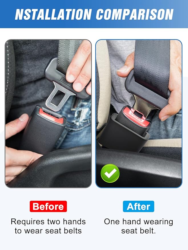 2 PCS Seat Belt Buckle Holder, Silicone Seatbelt Buckle Booster to Makes Receptacle Stand Upright for Easy Access (Black)
