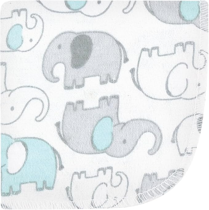 Hudson Baby Unisex Baby Flannel Washcloths, Neutral New Elephant 12Pk, One Size