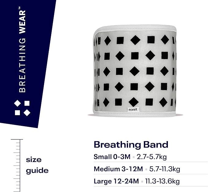 Nanit Breathing Wear Band - 100% Cotton, Works with Nanit Pro Baby Monitor to Track Breathing Motion Sensor-Free, Fits Newborns and Infants