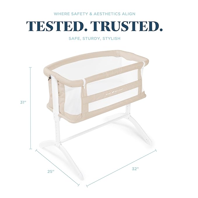 Baby Delight Beside Me Serenity Bassinet | Lightweight Bedside Sleeper & Baby Bassinet | 7-Position Height Adjustment | 100% GOTS Certified Organic Cotton Fabric | Organic Oat