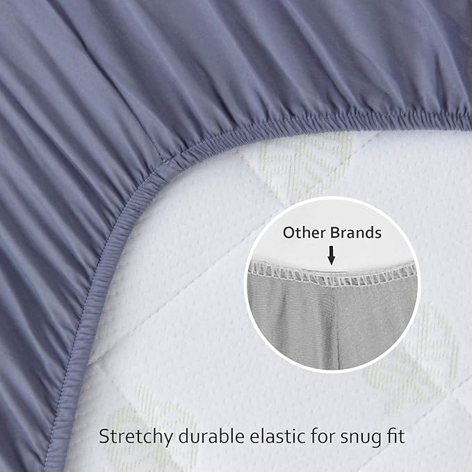 Biloban Mini Crib Sheets Fitted, 2 Pack Mini Crib Sheet Fits for Mini Crib Mattress, Neutral Mini Crib Sheets for Baby Boys and Girl, Grey & Navy, 38”X 24”