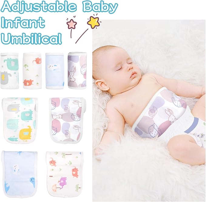 4Pcs Baby Infant Umbilical Cord Belly Bands Cartoon Cotton Soft Baby Belly Belt, Newborn Belly Button Wrap, Baby Tummy Wrap for Protection, Baby Gifts for 0 to 12 Months(Multi-Specification)