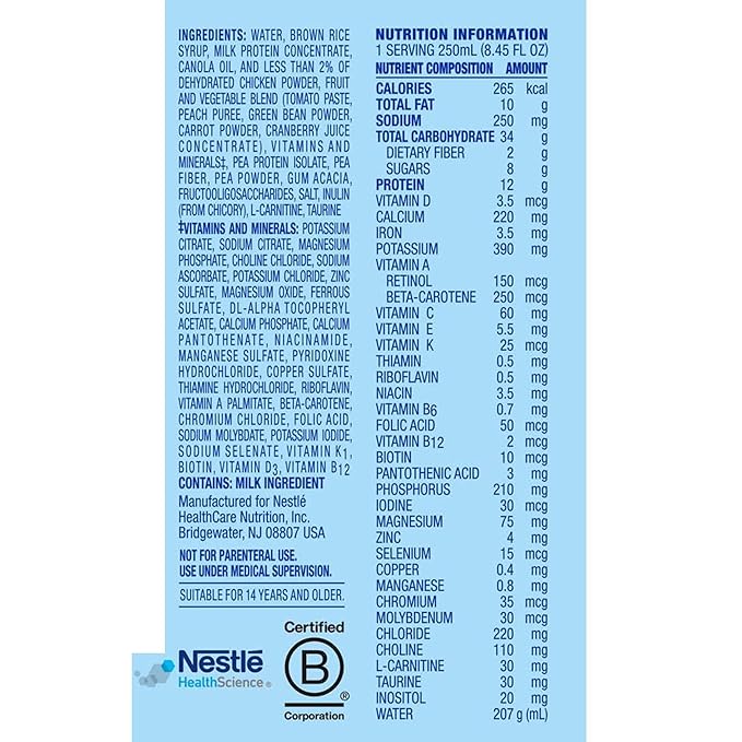 Nestle Compleat Original Tube Feeding Formula Unflavored 8.45 oz Carton, 12 Count