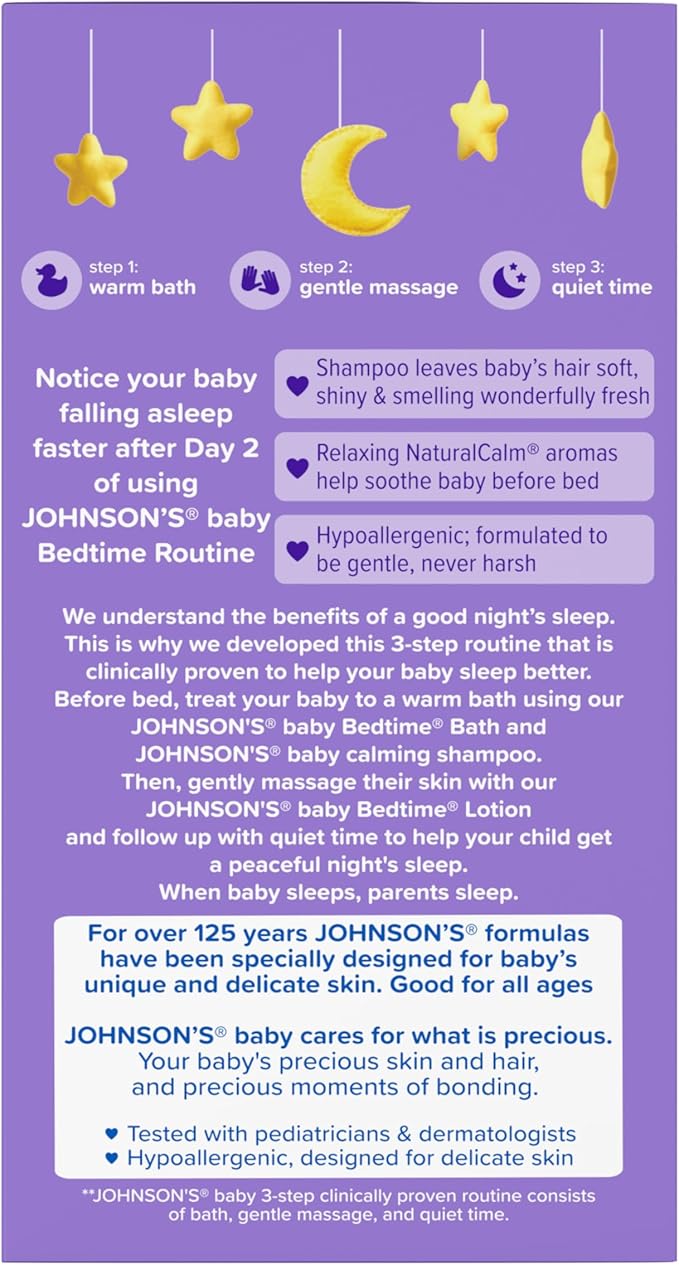 Johnson's Baby Sleepy Time Gift Set with Calming Bedtime Bath Wash, Lotion & Shampoo, Baby Bedtime Essentials with Relaxing NaturalCalm Aromas, Hypoallergenic & Paraben-Free, 3 Items