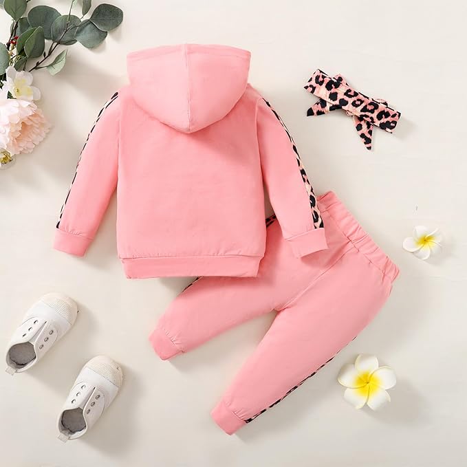 Yvowming Newborn Baby Girl Clothes Outfits Infant Hoodie Sweatshirt Pants Headband Toddler Girl Clothing Set