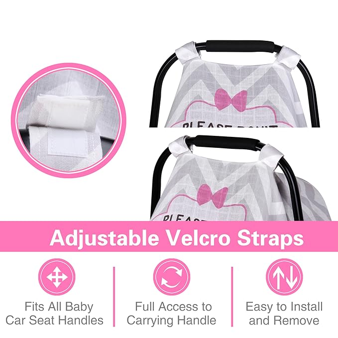 Metplus Muslin Carseat Cover for Babies,Breathable Infant Carseat Cover Lightweight Baby Carrier Cover for Girls Boys, Fit Spring Summer/Hot Days/Warm Weather