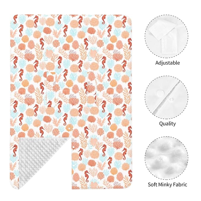 Tropical Pattern Corals Sea Horse Baby Car Seat Canopy Nursing Cover for Newborn Car Seat Breastfeeding Covers Blanket Newborn Shower Gift