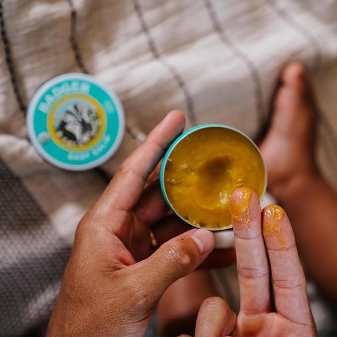 Badger Baby Balm, Organic Calendula Cream, Soothes Diaper Rash, Cradle Cap & Dry Skin, 100% Organic Baby Cream, Pediatrician Tested & Long Lasting, 2 oz Tin