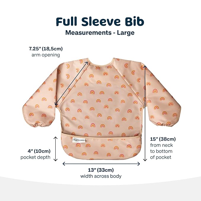 Tiny Twinkle Long Sleeve Bib for Babies & Toddlers | Waterproof Smock Bib for Eating | Machine Washable & Mess-Proof Feeding Essentials | Newborn Shower Gift (Boho Rainbow, 2-4Y)