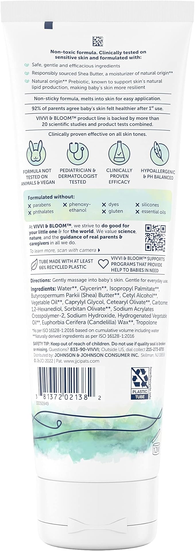 VIVVI & Bloom 2-in-1 Baby Lotion, Face and Body, for Delicate & Sensitive Baby Skin, Hypoallergenic Lotion, Fragrance Free, 8.5 oz (Pack of 1)