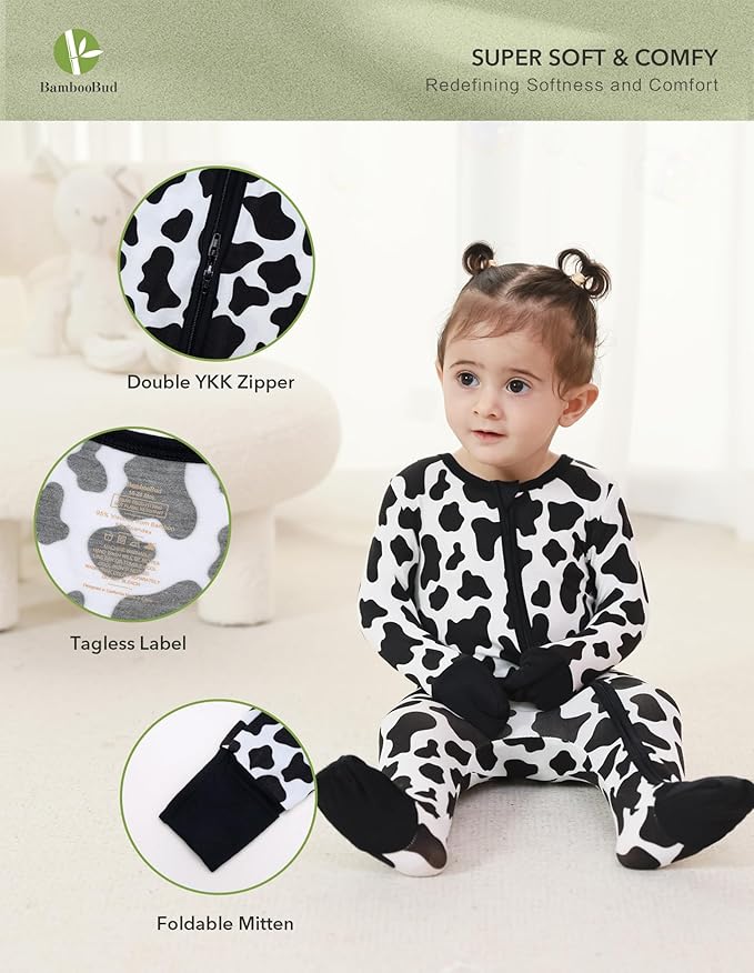 Baby Zippered Rompers Newborn Pajamas Sleepers Long Sleeve Jumpsuits Infant Zipper Romper-Viscose from Bamboo