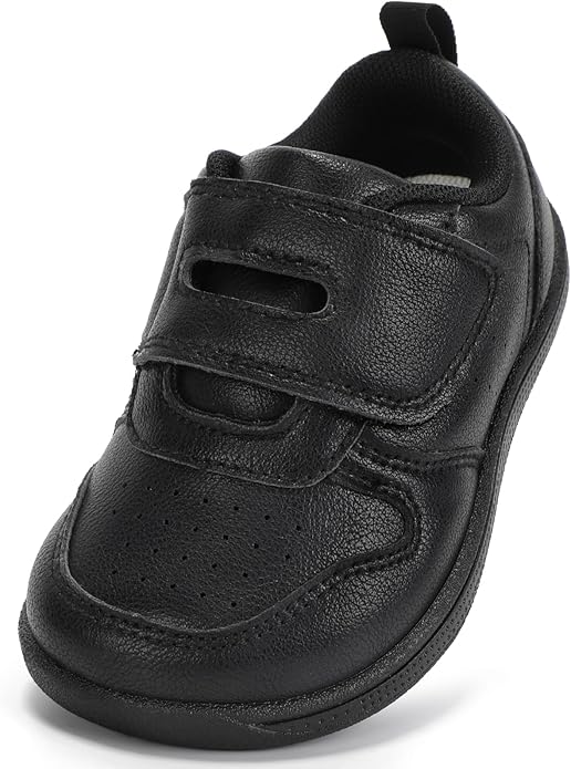 Toddler Wide Toe Box Barefoot Shoes Boys Girls Sneakers Zero Drop Kid Tennis Running Shoes Lightweight Non-Slip Comfortable Leather First Walking Shoe Outdoor Activities School